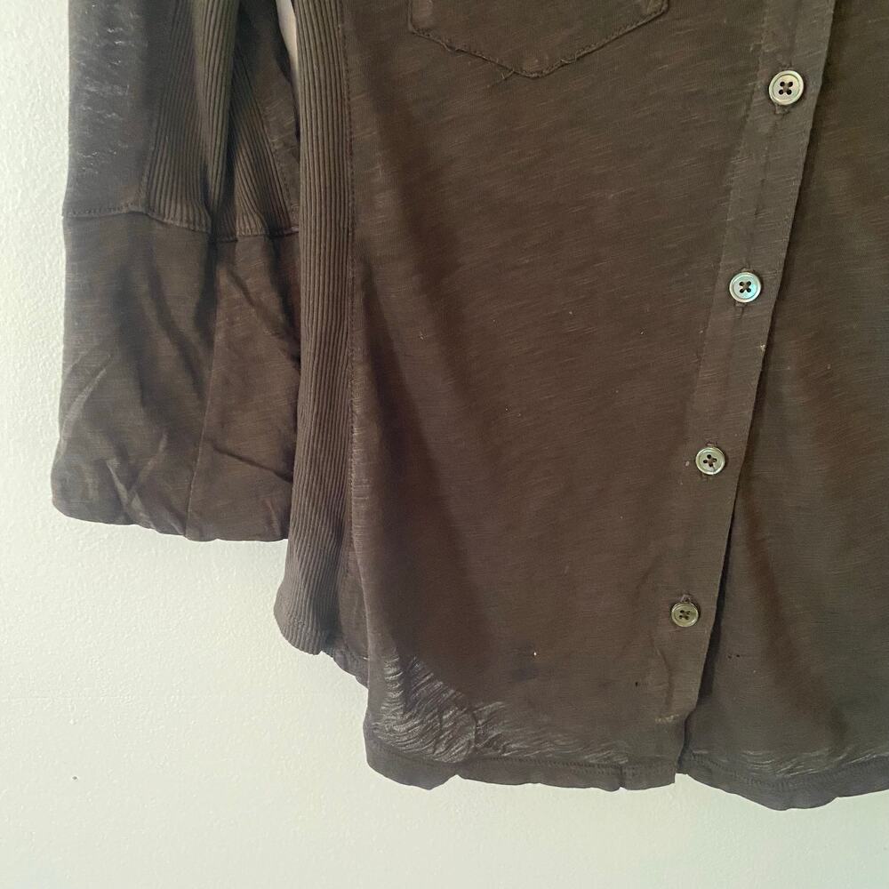 James Perse Los Angeles Chocolate Brown Button Down Loungewear Top size 1 /Small - Picture 4 of 9